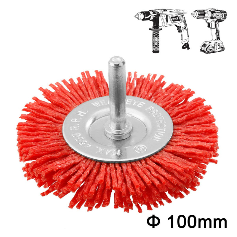 INGCO Βούρτσα Nylon με Άξονα για Δράπανο 100mm (WB41005)