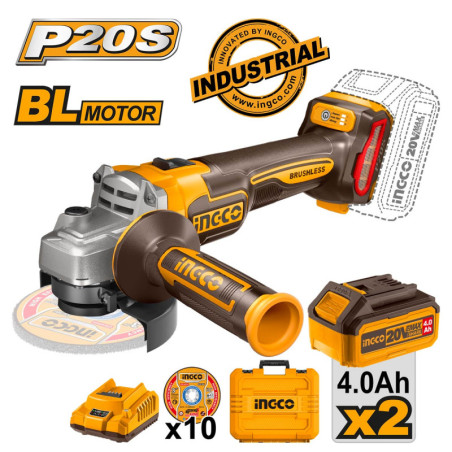 INGCO Γωνιακός Τροχός Μπαταρίας 115mm 20V Li-Ion (CAGLI211542)