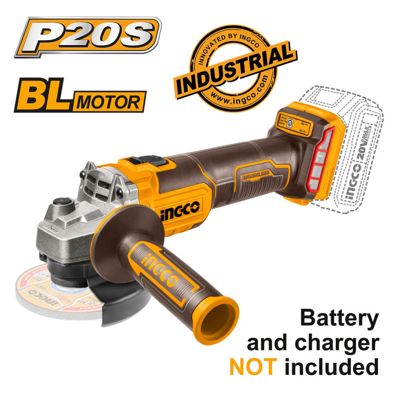 INGCO Γωνιακός Τροχός Μπαταρίας 115mm 20V Li-Ion SOLO (CAGLI201158)