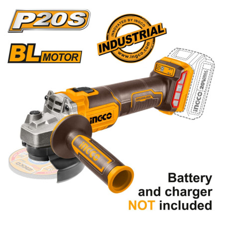 INGCO Γωνιακός Τροχός Μπαταρίας 115mm 20V Li-Ion SOLO (CAGLI201158)