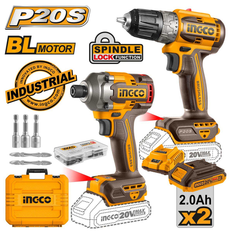 INGCO Εργαλεία Μπαταρίας 20V Li-Ion Σετ 2 τεμ. (CKLI20272E)