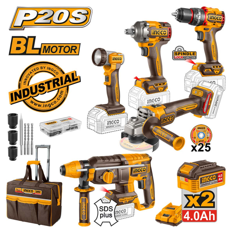 INGCO Εργαλεία Μπαταρίας 20V Li-Ion Σετ 5 τεμ. + Δώρo (CKLI2059E)