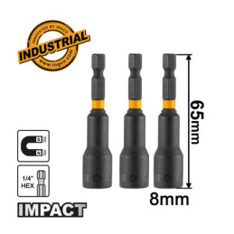 INGCO Καρυδάκια 1/4" Μαγνητικά 8mm 3 τεμ. (AMN0831)