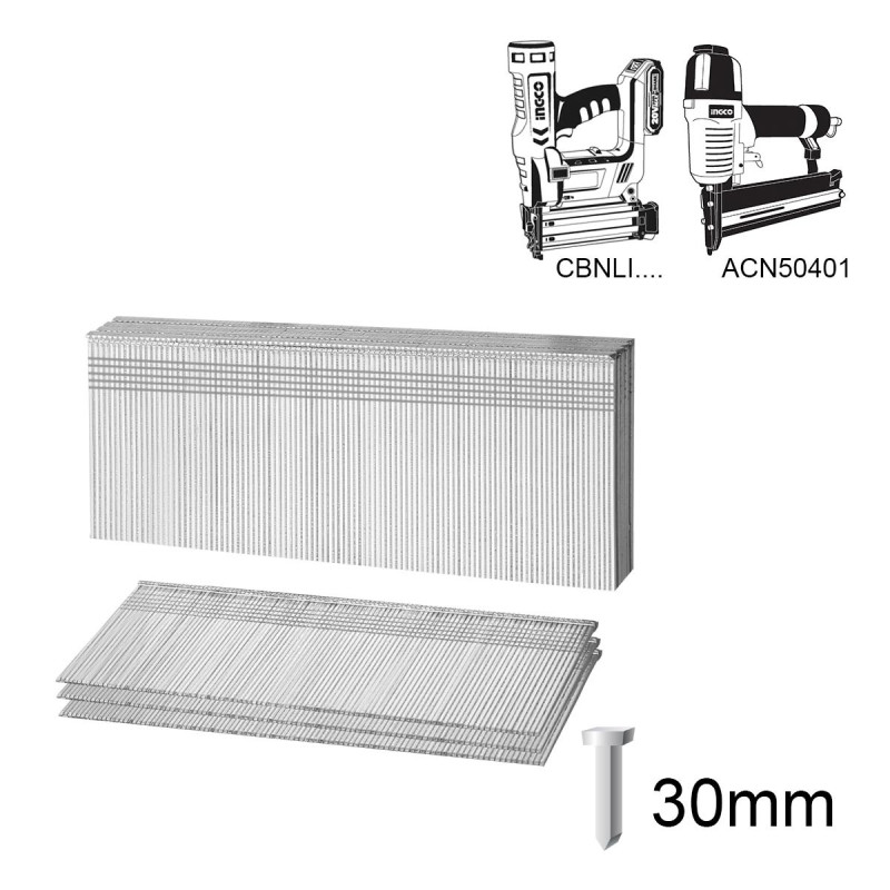INGCO Καρφιά 30mm Αεροκαρφωτικού ACN50401, CBNLI2002, CBNLI2028 (ANA18301)