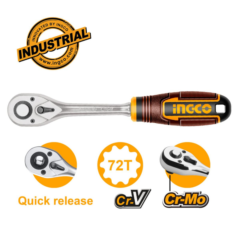 INGCO Καστάνια Ίσια 1/4" 72Τ (HRTH0814)