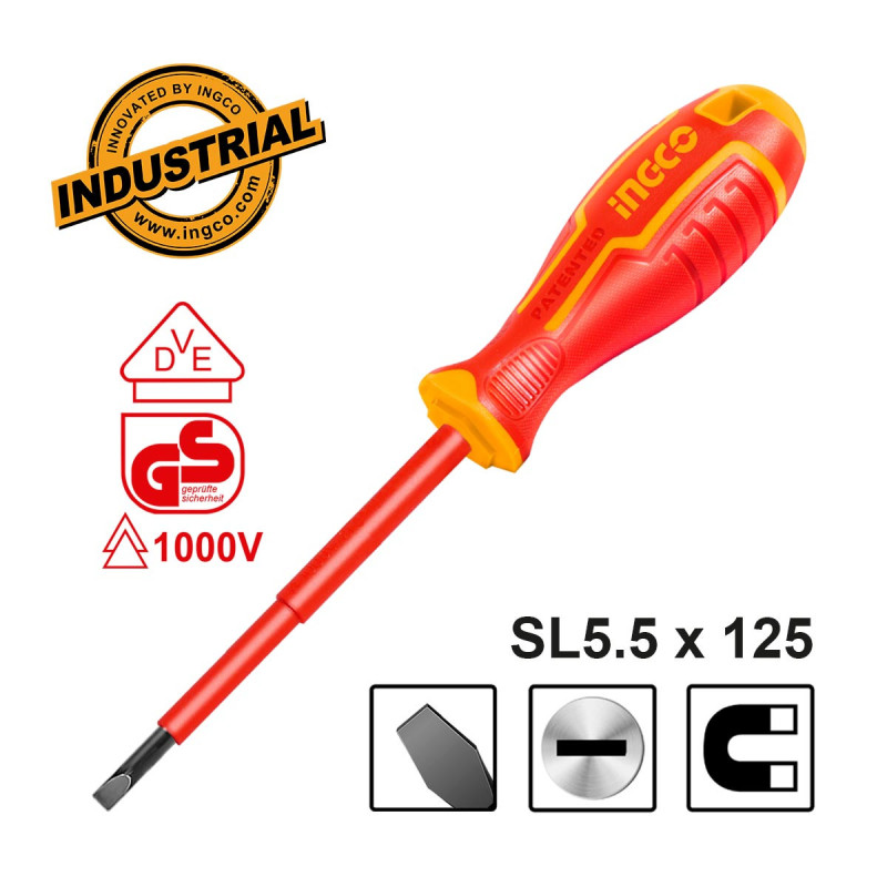INGCO Κατσαβίδι Ηλεκτρολόγου VDE Ίσιο SL5.5x125mm (HISD815125)