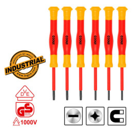 INGCO Κατσαβίδια Ηλεκτρολόγου VDE Ακριβείας Σετ 6 τεμ. (HKIPSD0601)