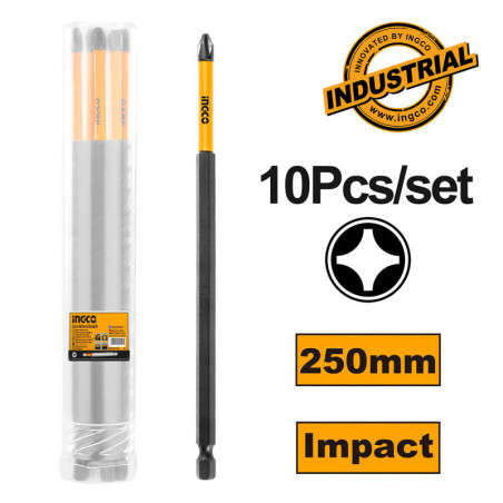 INGCO Κατσαβιδόμυτες 1/4" PH2x250mm 10 τεμ. (SDBIM11PH2103)