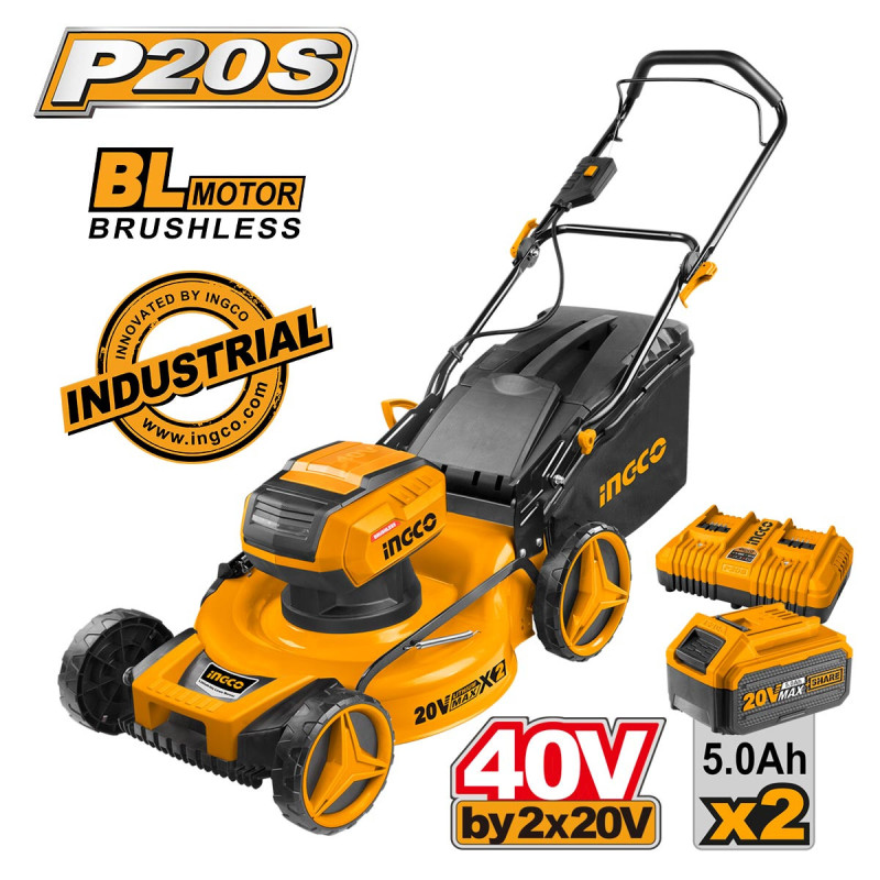 INGCO Μηχανή Γκαζόν Μπαταρίας 2x20V Li-Ion (LMLI20182)