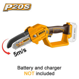 INGCO Μίνι Αλυσοπρίονο Μπαταρίας 20V Li-Ion με 5"/12.7cm Λάμα SOLO (CGSLI2058)