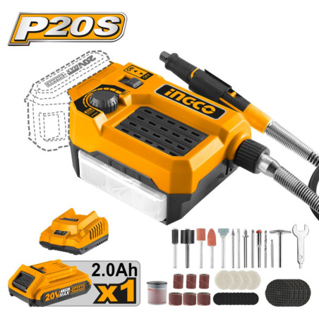 INGCO Μίνι Δράπανο Μοντελισμού Μπαταρίας 20V Li-Ion (CMGLI20011)