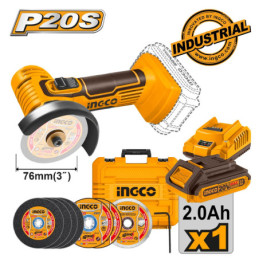 INGCO Μίνι Τροχός Κοπής Μπαταρίας 76mm 20V Li-Ion (CAGLI76012)