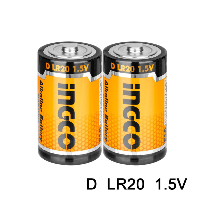 INGCO Μπαταρία Αλκαλική LR20  (D)   2 τεμ. (HAB1D01)