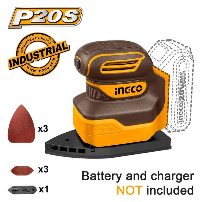 INGCO Παλμικό Τριγωνικό Τριβείο Χούφτας Μπαταρίας 20V Li-Ion SOLO (CPSLI2014)