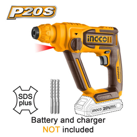 INGCO Πιστολέτο Περιστροφικό Κρουστικό Μπαταρίας 20V Li-Ion SOLO 1.5J (CRHLI20168)