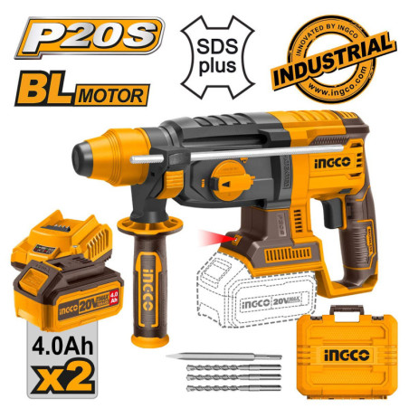 INGCO Πιστολέτο Περιστροφικό Κρουστικό Σκαπτικό Μπαταρίας 20V Li-Ion 2.5J (CRHLI202287)