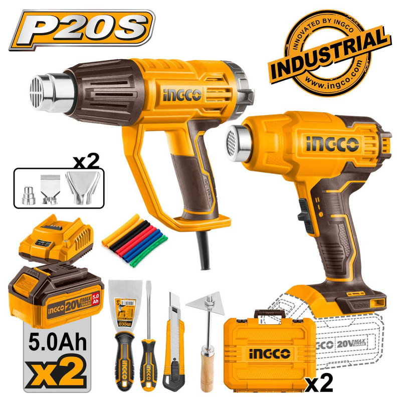 INGCO Πιστόλια Θερμού Αέρα Σετ 2 τεμ. (COSLI250801E)