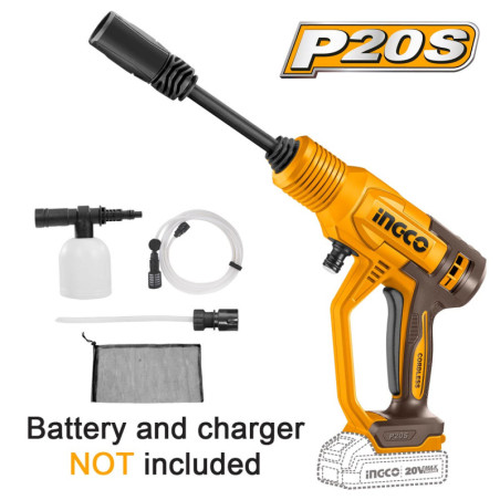 INGCO Πλυστικό Μηχάνημα Υψηλής Πίεσης Μπαταρίας 20V Li-Ion SOLO (CPWLI2036)
