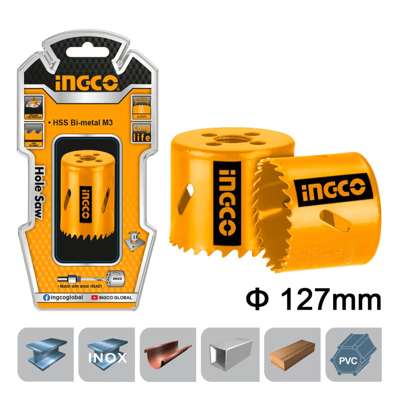 INGCO Ποτηροτρύπανο Bi-Metal 127mm (HSB101271)