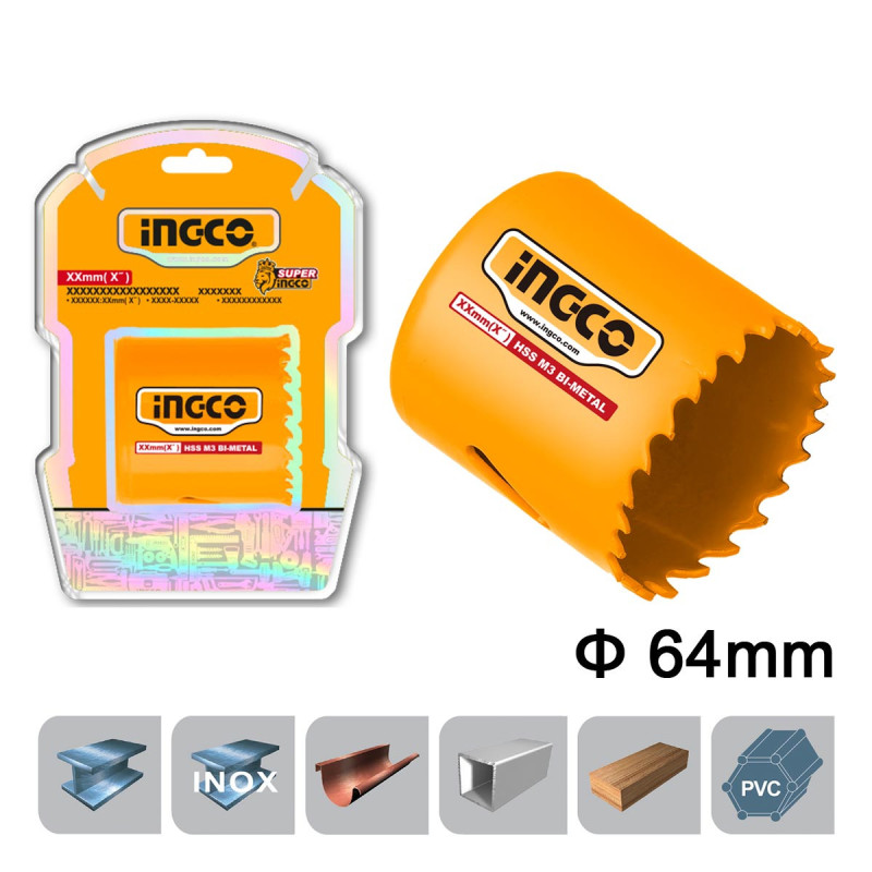 INGCO Ποτηροτρύπανο Bi-Metal 64mm (HSB10641)
