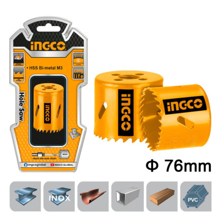 INGCO Ποτηροτρύπανο Bi-Metal 76mm (HSB10761)