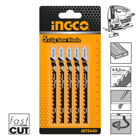 INGCO Πριονόλαμες Σέγας Ξύλου 5 τεμ. 100mm (JBT244D)