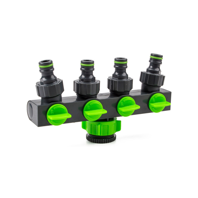 GEHOCK Ρακόρ Τετραπλής Παροχής με Διακόπτες 3/4" - 1" (4WTA3401)