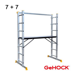 GEHOCK Σκαλωσιά Αλουμινίου Διπλή Αναδιπλούμενη 7 + 7 Σκαλοπάτια (617007)