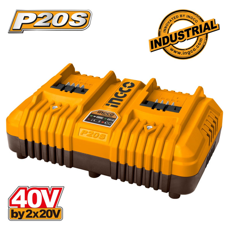 INGCO Ταχυφορτιστής 2 Θέσεων 2x20V 4A (FCLI2034E)