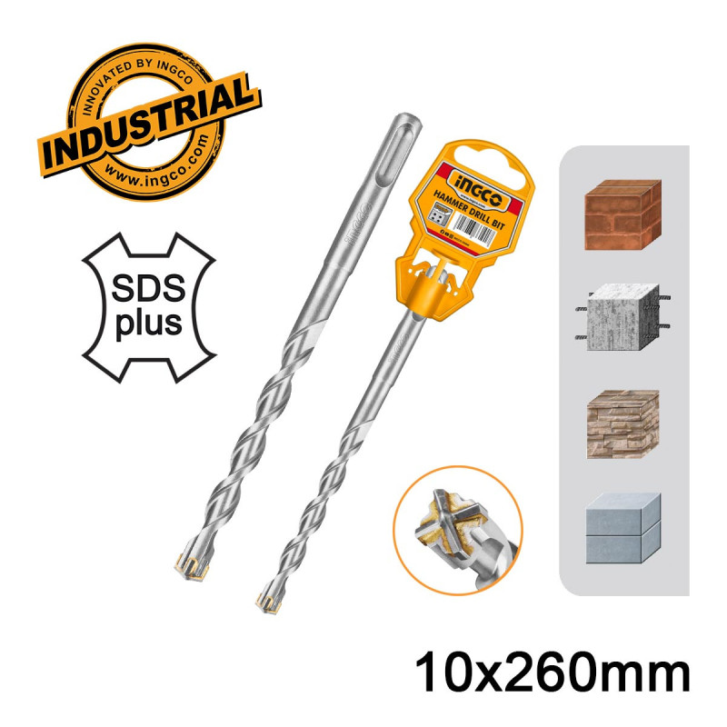 INGCO Τρυπάνι Τετράκοπο SDS plus S4L 10x260mm (DBH1211004C)