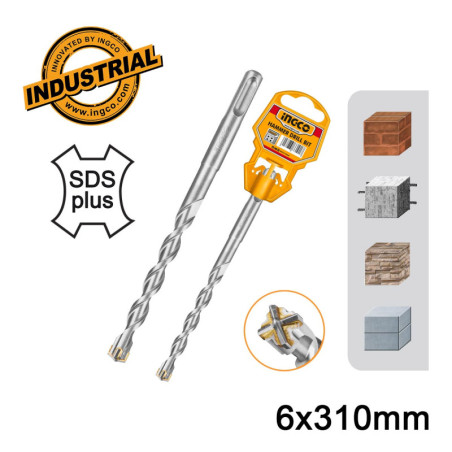 INGCO Τρυπάνι Τετράκοπο SDS plus S4L 6x310mm (DBH1210605C)