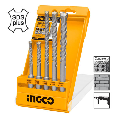INGCO Τρυπάνια SDS Plus 6-12mm Σετ 5 τεμ. (AKD2052)