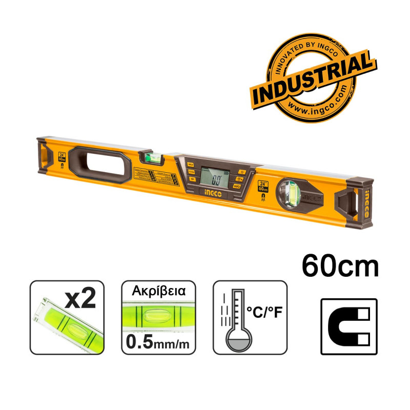 INGCO Ψηφιακό Αλφάδι Μαγνητικό 60cm (HSL08060D)