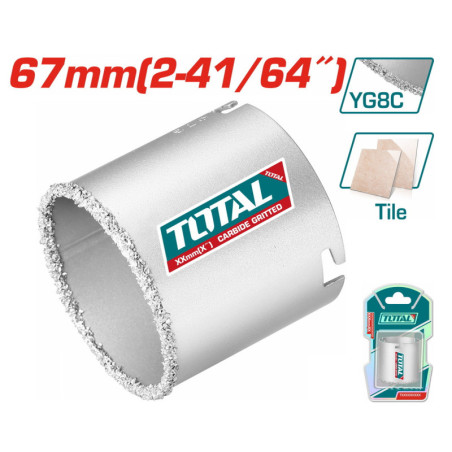 TOTAL ΠΟΤΗΡΟΤΡΥΠΑΝΑ ΚΑΡΒΙΔΙΟΥ ΓΙΑ ΠΛΑΚΑΚΙΑ - ΤΟΥΒΛΟ - ΓΥΨΟ 67mm (TAC440671)