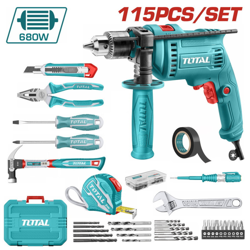 TOTAL ΣΕΤ ΔΡΑΠΑΝΟΣ 680W ΜΕ 115ΤΕΜ ΕΞΑΡΤΗΜΑΤΑ (ΤΗΚΤΗΡ1152)